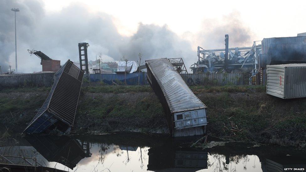 Containers were blown into canals (13 August 2015)