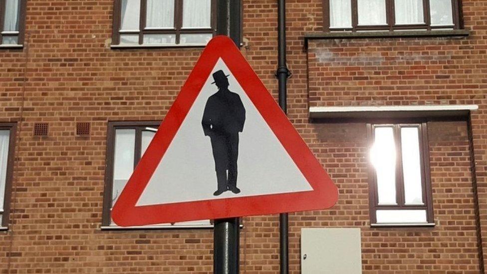 "Beware of Jews" road sign