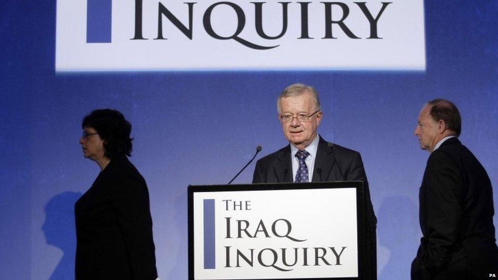 Sir John Chilcot, Baroness Prashar and Sir Roderic Lyne at the launch of the Iraq Inquiry in 20003