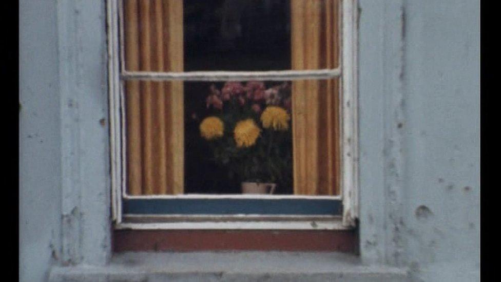 Flowers in the window of one of the last occupied houses in a Sailortown street in 1974