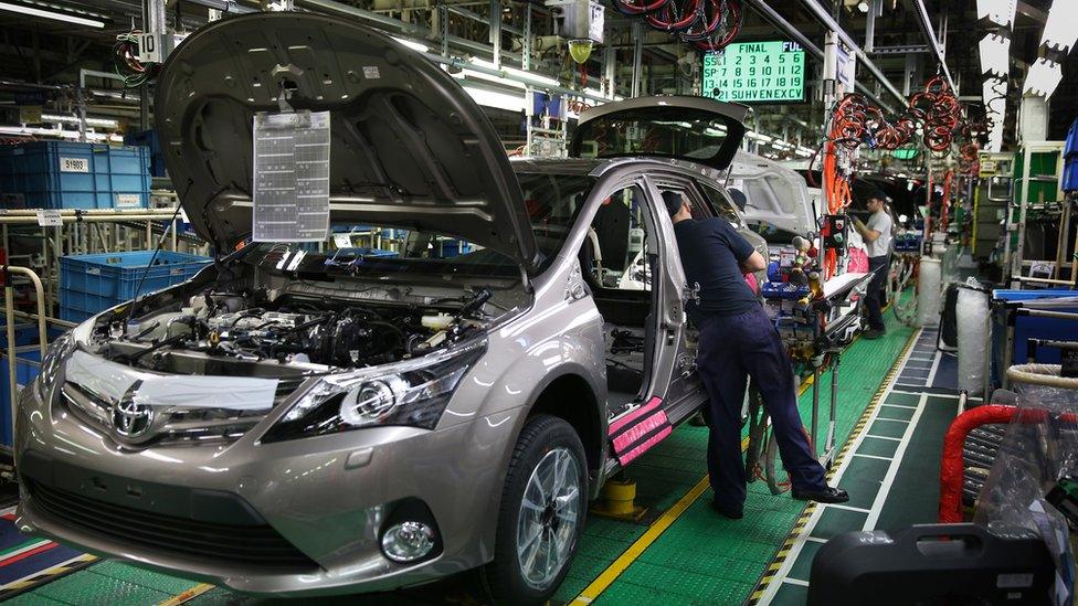 Car production at Toyota in Burnaston, Derbyshire