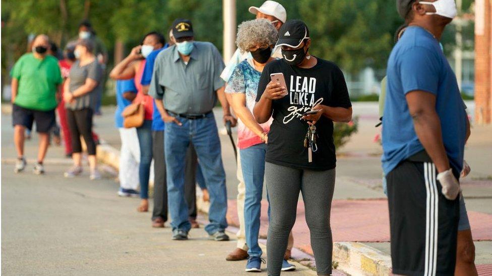 Voters waiting to cast ballots