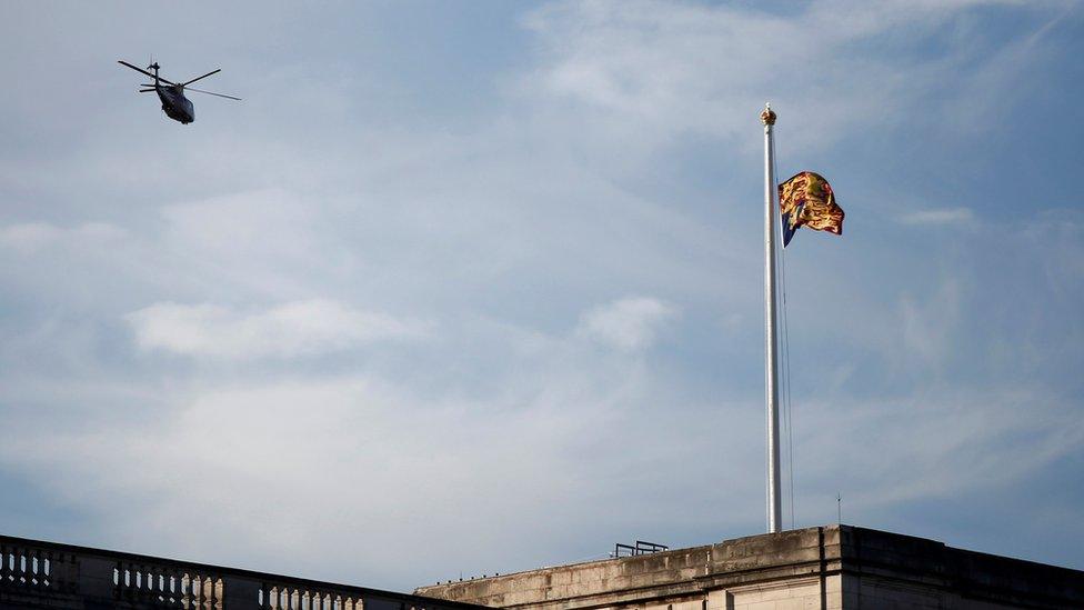 The Queen and Prince Philip set off from Buckingham Palace in a helicopter