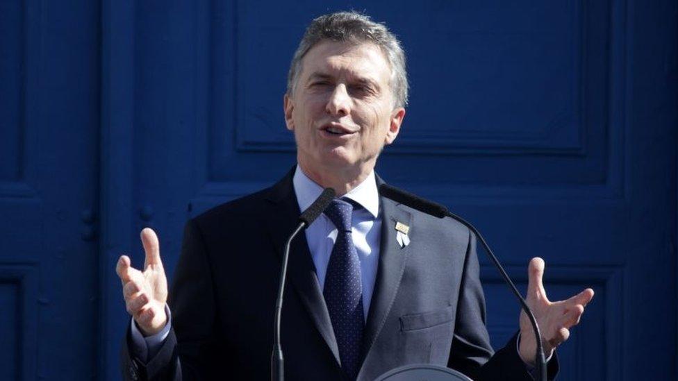 Argentine President Mauricio Macri delivers a speech during the commemoration of the bicentenary of the Argentinian Independence in Tucuman, Argentina on July 9, 2016