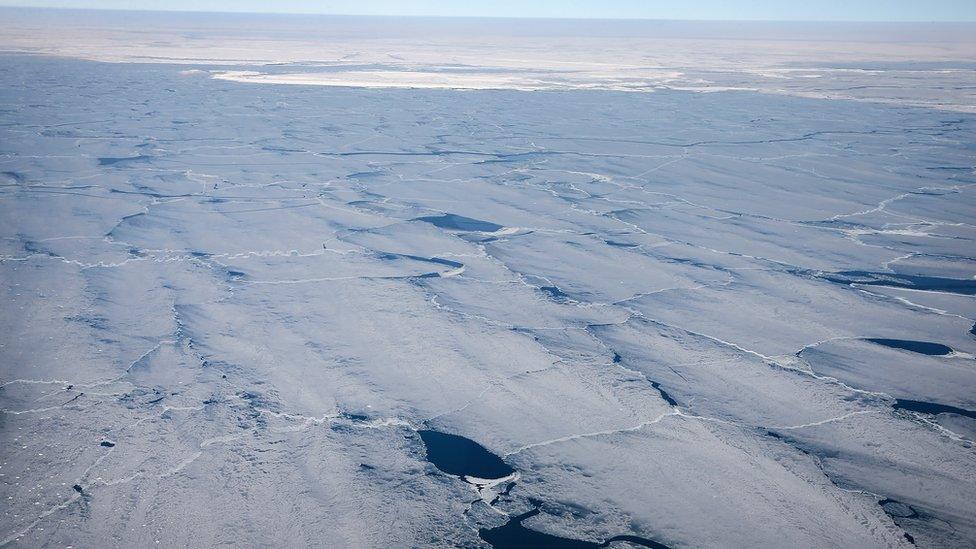 Snow and ice covers Lake Michigan on February 18, 2014 near Chicago, Illinois.