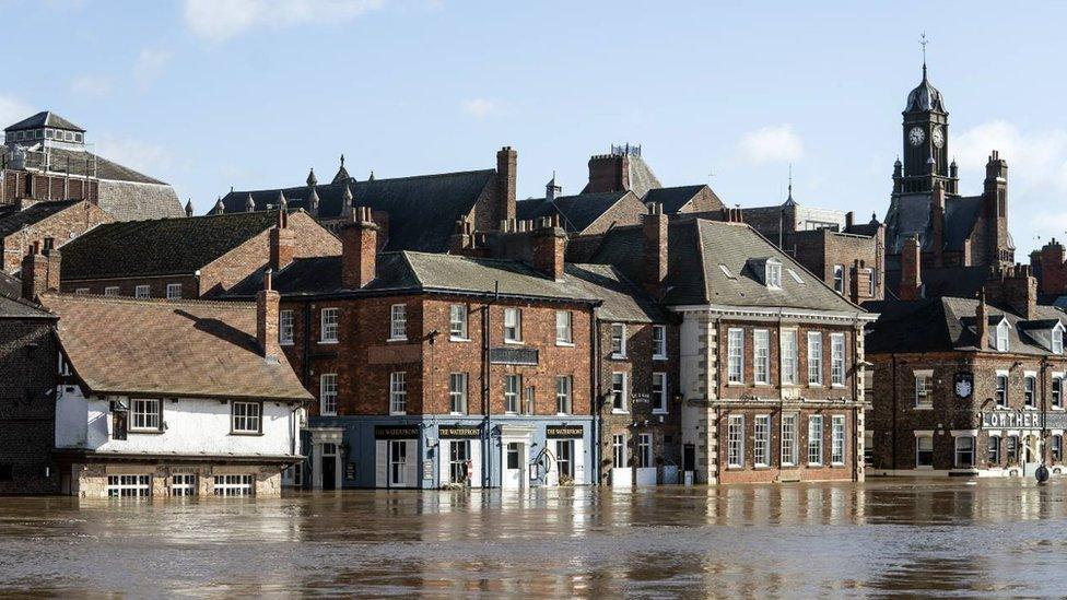 Flooding in York after the River Ouse overtopped its banks in February