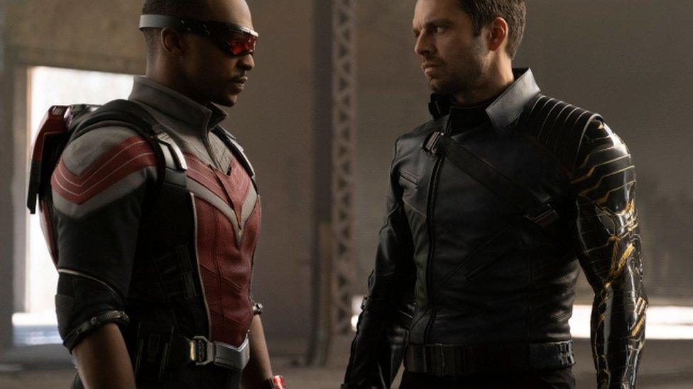 Sam and Bucky Marvel's The Falcon and the Winter Soldier.