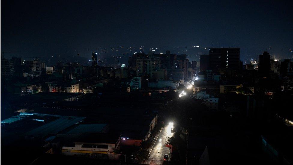 Darkened city scape of Caracas