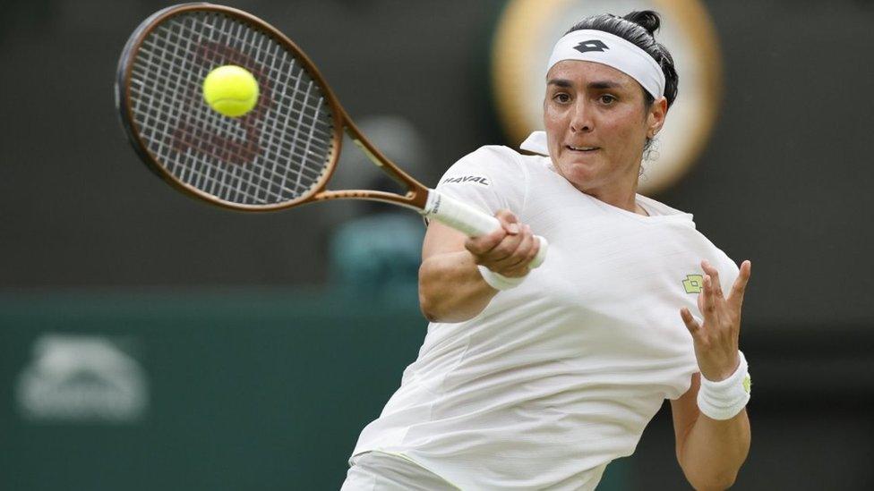 Ons Jabeur of Tunisia in action during her Women's Singles final match against Marketa Vondrousova