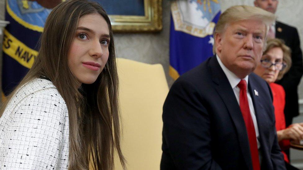 President Donald Trump meets Fabiana Rosales, wife of Venezuelan opposition leader Juan Guaidó, in the Oval Office of the White House March 27, 2019