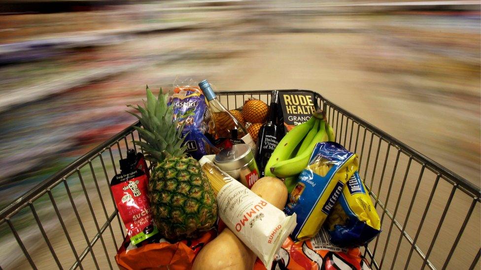 Shopping trolley of food