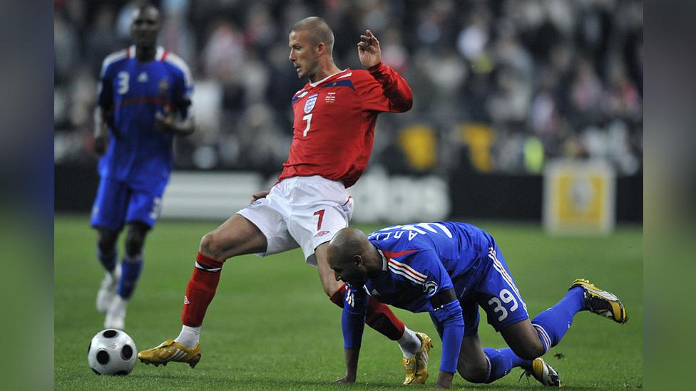 David Beckham playing his 100th England match