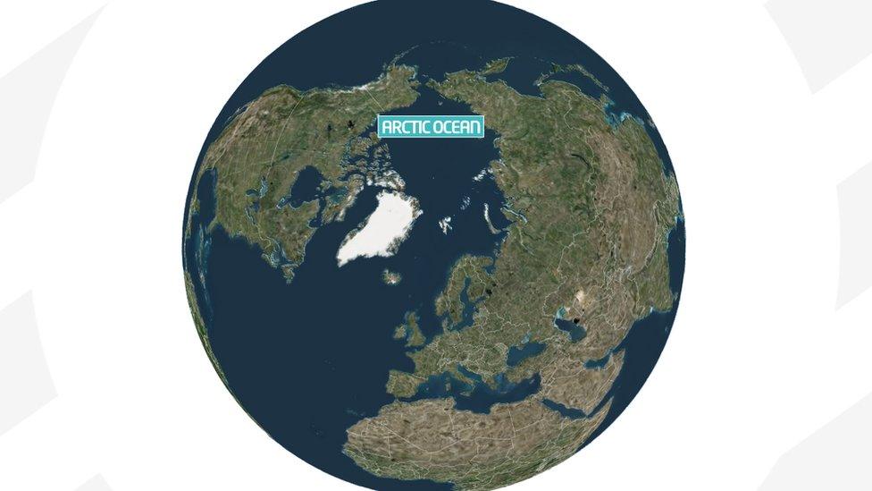 Image shows Earth with the Arctic Ocean labelled