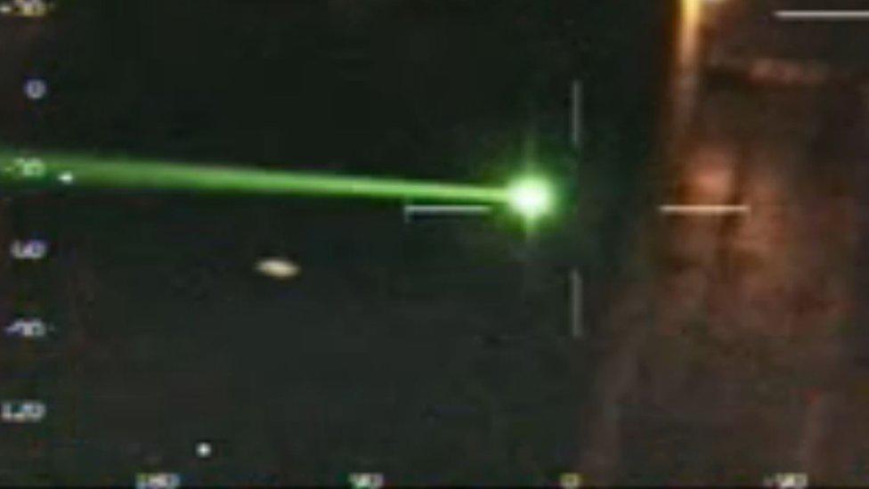 Laser beamed at police helicopter