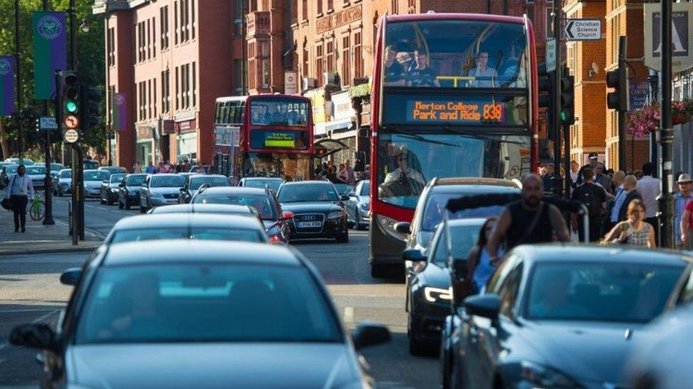 Queuing traffic in London