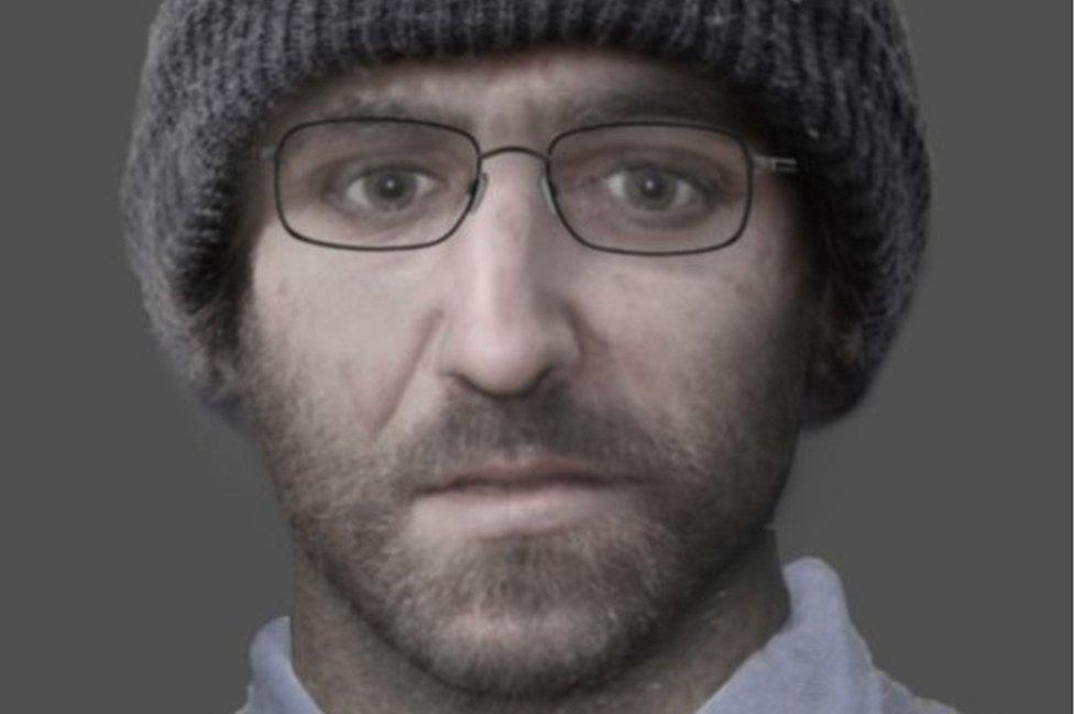 The facial reconstruction of a man whose body was found in a barn