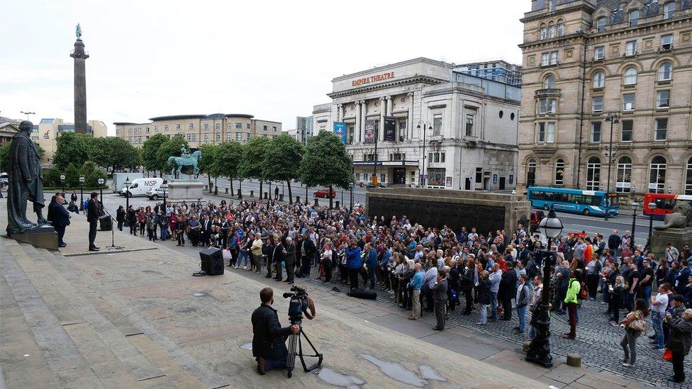 Vigil at St George's Hall, Liverpool