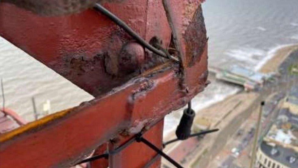 corrosion on Blackpool Tower