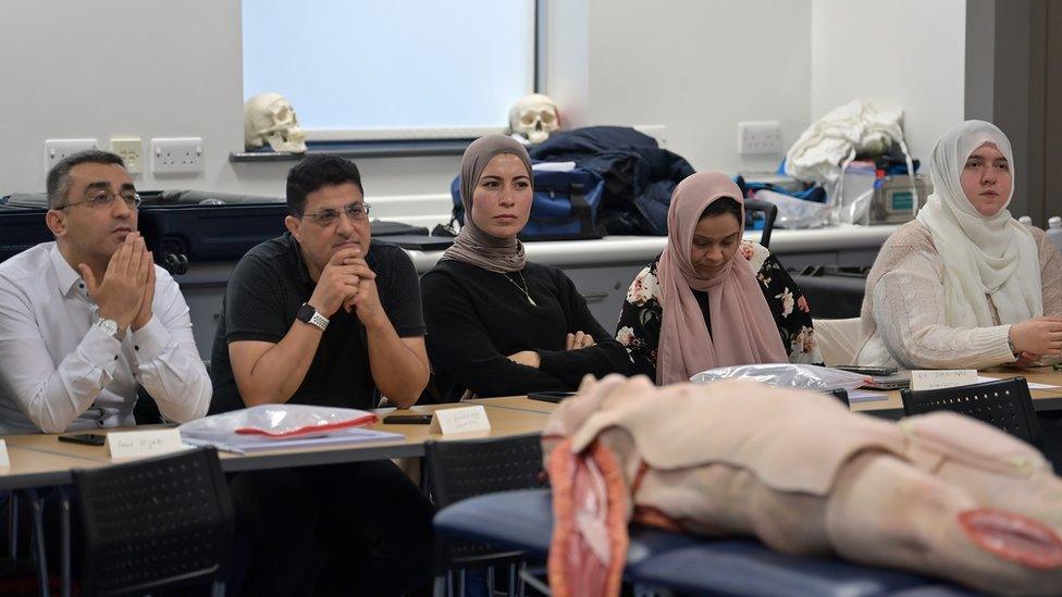 Participants in the Hostile Environment Surgical Training (HEST) course, held in Bolton