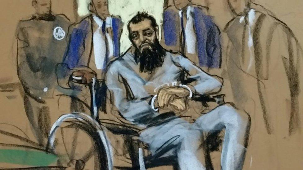 Sayfullo Saipov appears in court sketch in wheelchair on 1 November