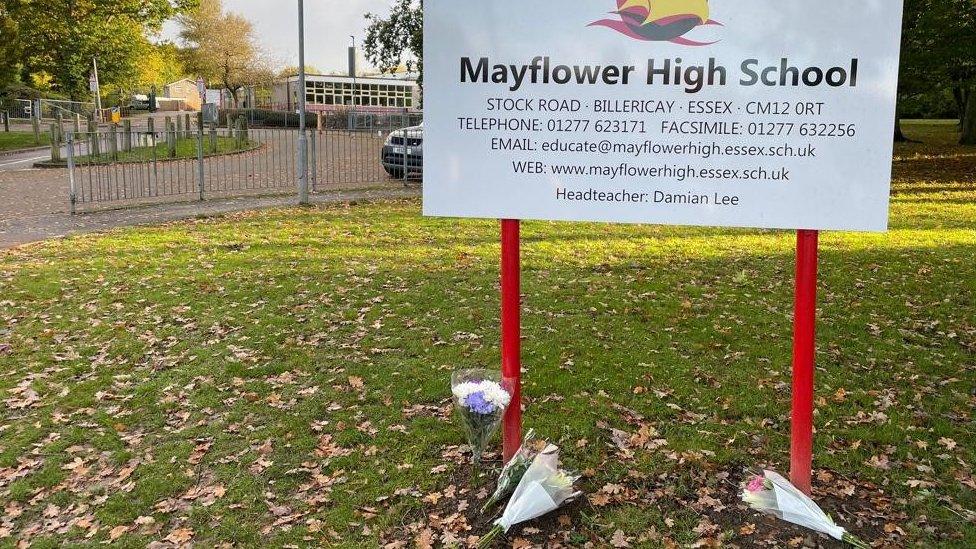 Flowers left after fatal accident in Stock