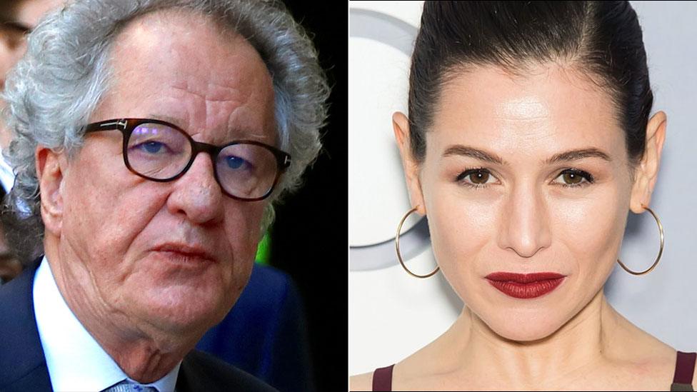 Composite image showing Geoffrey Rush and Yael Stone