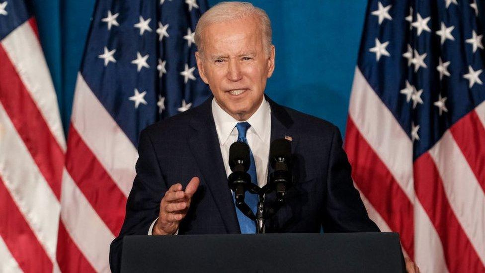 President Joe Biden delivers remarks at Union Station in Washington DC