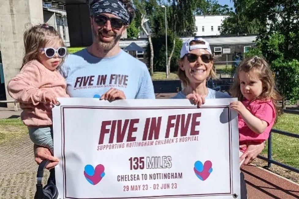 The family at the finish line