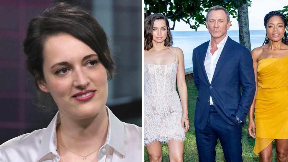 Phoebe Waller-Bridge and (L-R) Ana de Armas, Daniel Craig and Naomie Harris