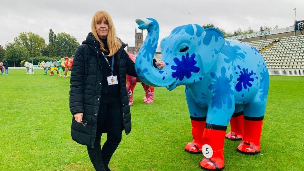 Tricia Cavell and elephant