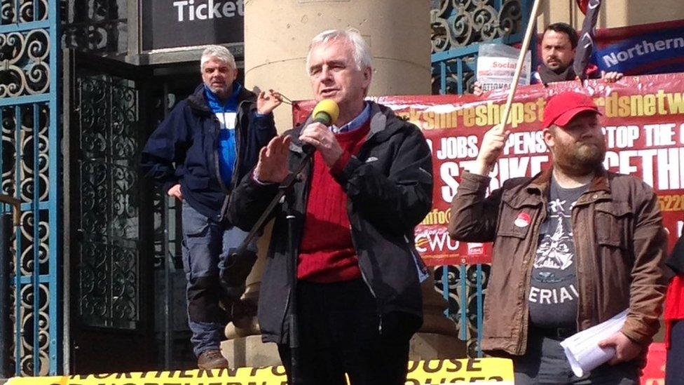 John McDonnell at rally in Sheffield