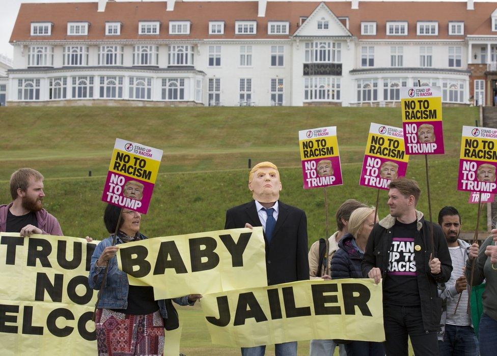 Trump "baby jailer" protest outside Turnberry