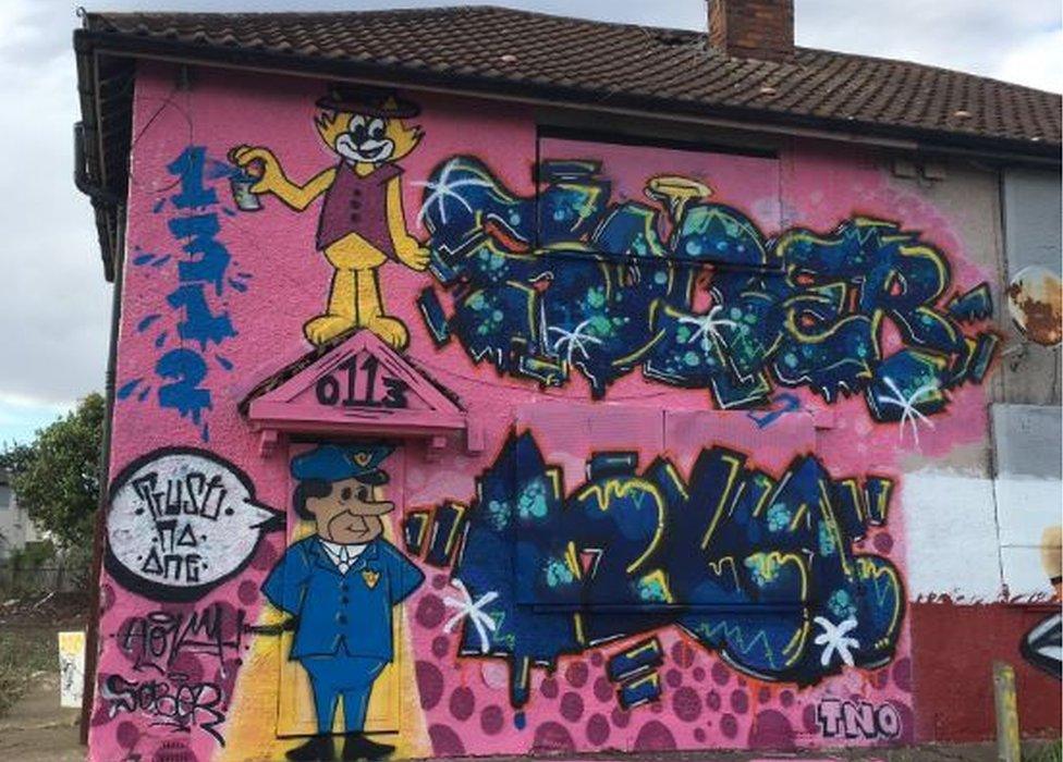 Graffiti on the houses