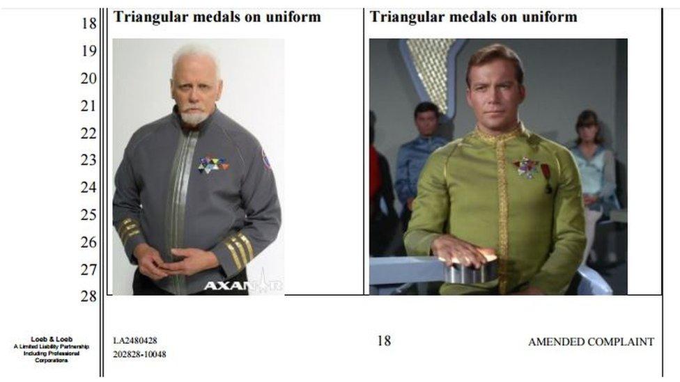 Images showing similarities of triangular medals on uniform