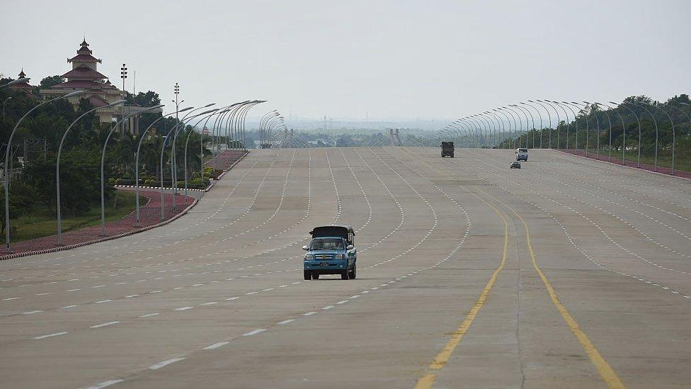 This general view taken on October 27, 2015 shows the nearly empty 20-lane road stretching from across the National Parliament building in Nay Pyi Taw, the capital city of Myanmar. Yangon was the former capital until the military regime built Nay Pyi Taw and was made the capital in 2005