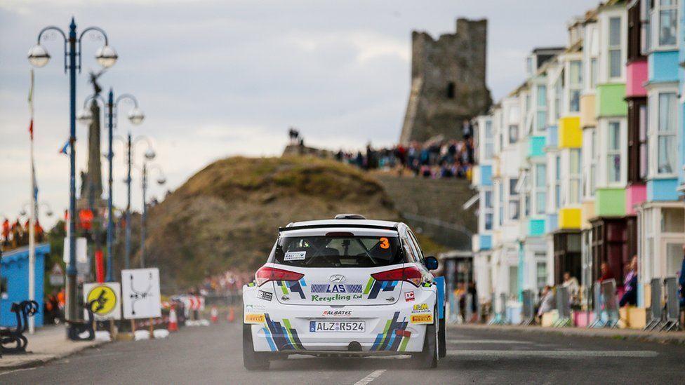 A rally car on the streets of Aberystwyth