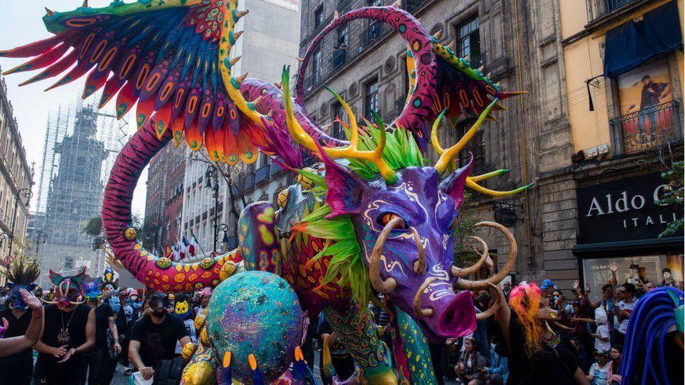 One of the colourful alebrijes from a parade.