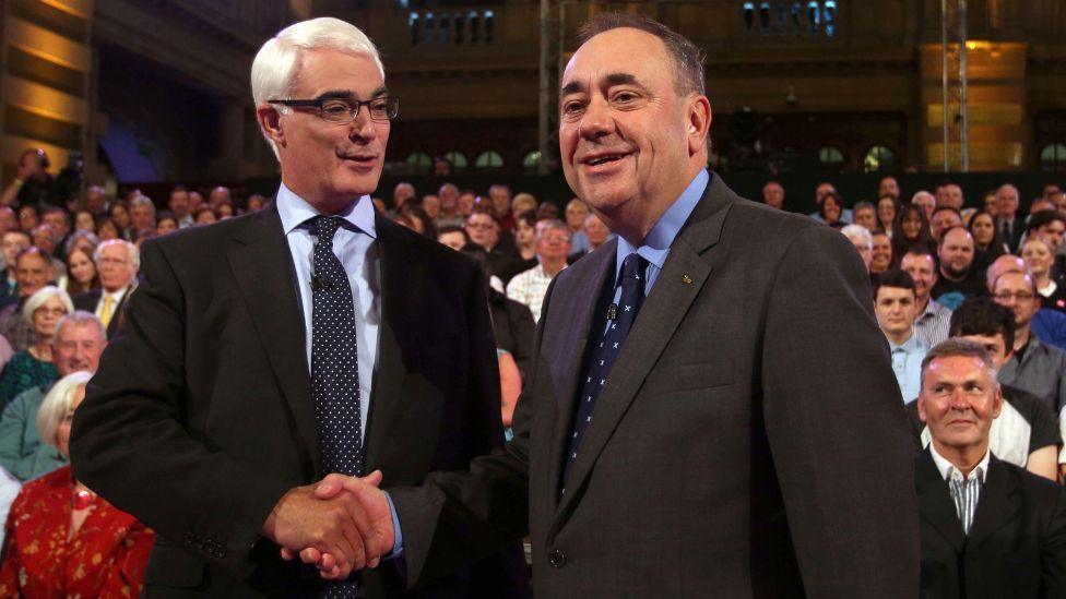 Alistair Darling and Alex Salmond at the BBC debate during the 2014 independence referendum