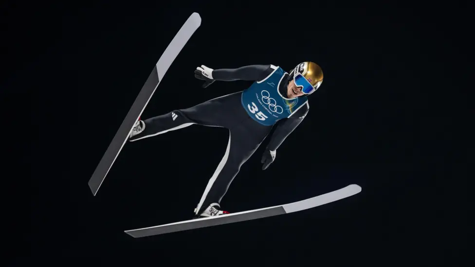 Johann Andre Forfang of Team Norway in action during the Men’s Ski Jumping Training at the 2026 Winter Olympics