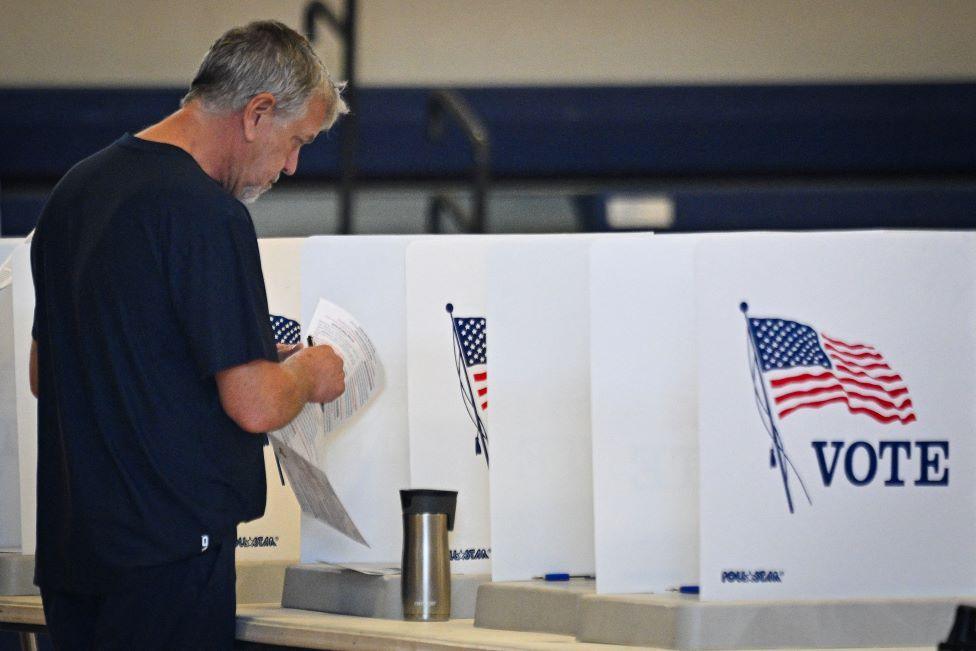 Man in polling booth