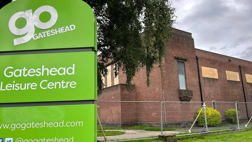 The boarded up Gateshead Leisure Centre before its reopening