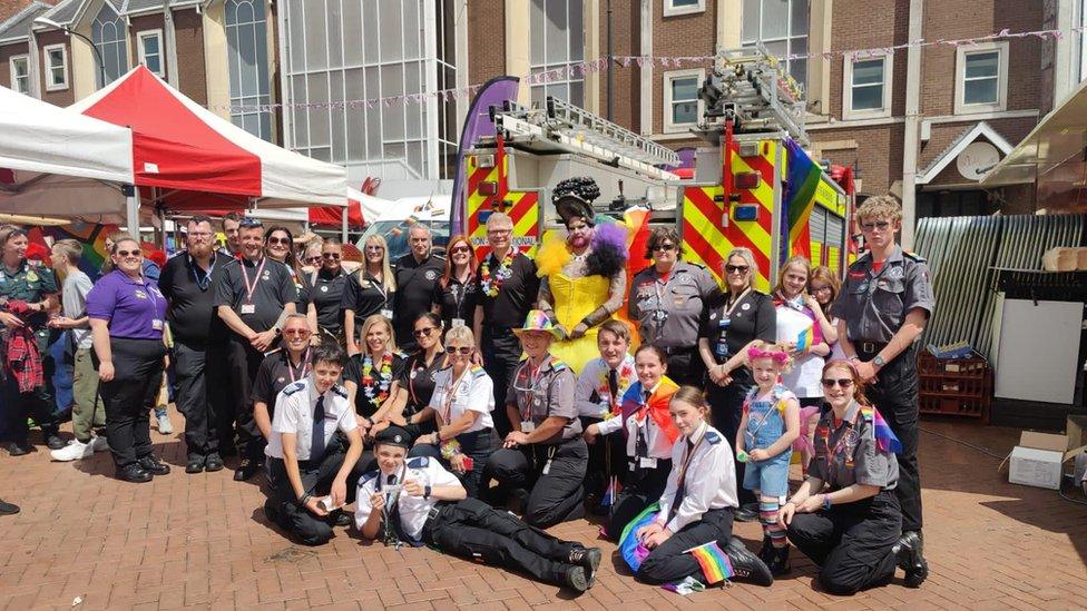 Northamptonshire Fire and Rescue Service crews at Northampton Pride