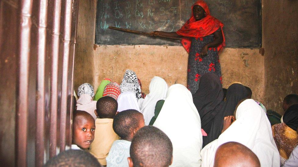 A teacher in a class in Nigeria