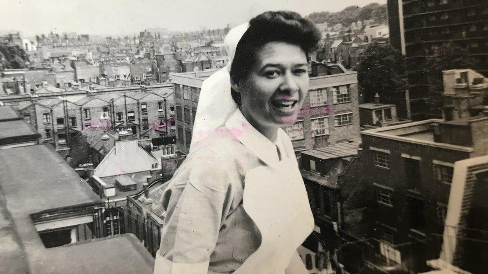 Muriel Diaz as a young nurse