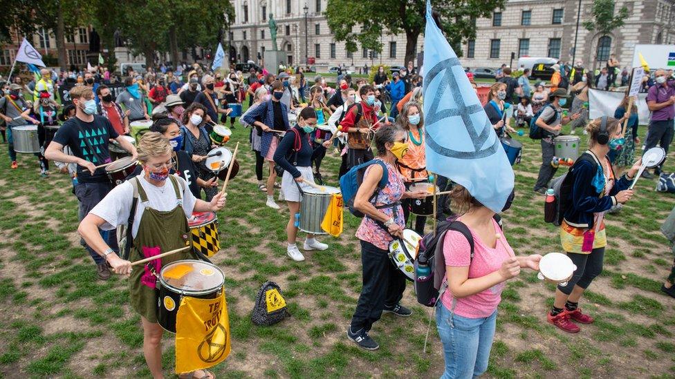 Extinction Rebellion protest at Parliament Sq