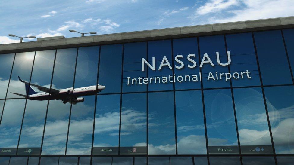 Aircraft landing at Nassau, Bahamas