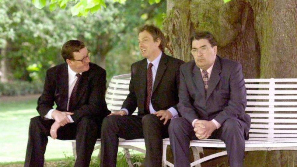 David Trimble, Tony Blair and John Hume