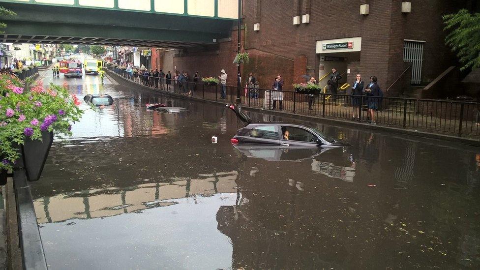 Flooding south of London