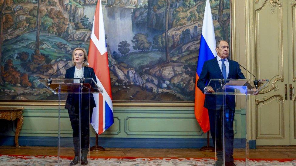 Liz Truss meets with Sergei Lavrov