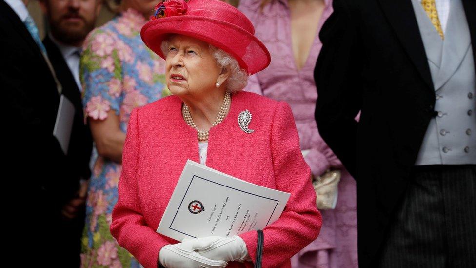 The Queen, 93, at the wedding of Lady Gabriella Windsor